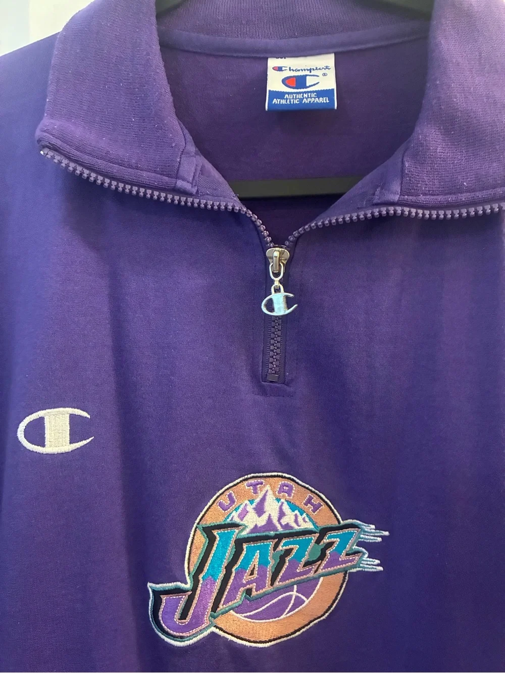 Champion Purple Zip-Up Athletic Pullover with Metal C Logo Pull - Picture 3 of 5